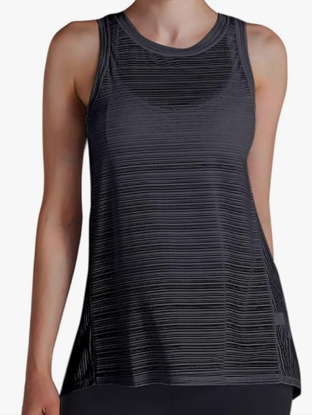 Sleeveless Black Striped Athletic Tank Top